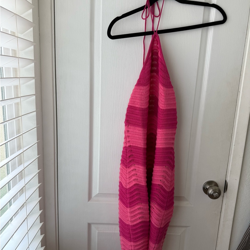 Reformation Pink Crochet Dress